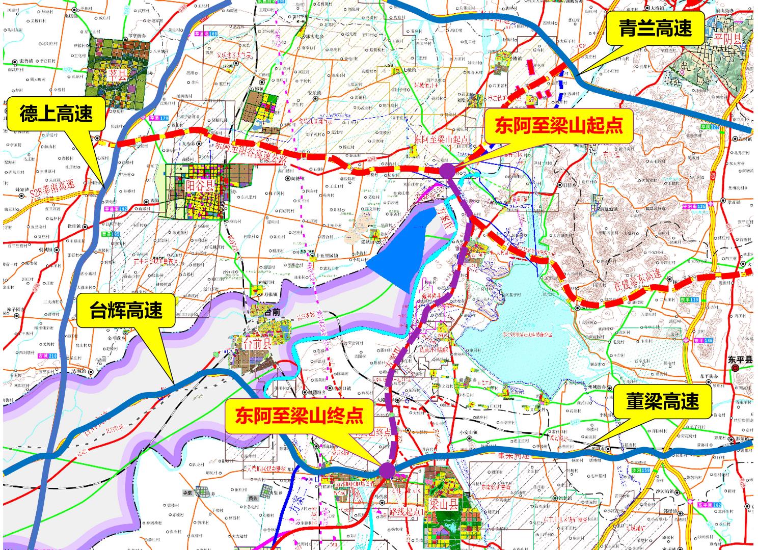 東阿至鄆城公路東阿至梁山段項目路線圖.